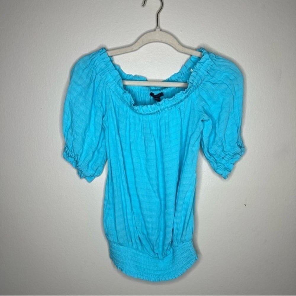 Ann Taylor Factory Womens Size S Textured Chiffon Off The Shoulder Blouse